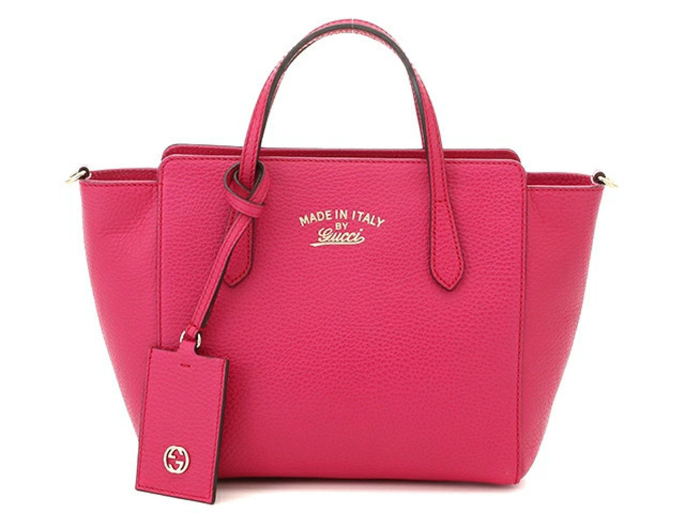 Gucci Swing Tote Bag Calfskin Embossed Pink